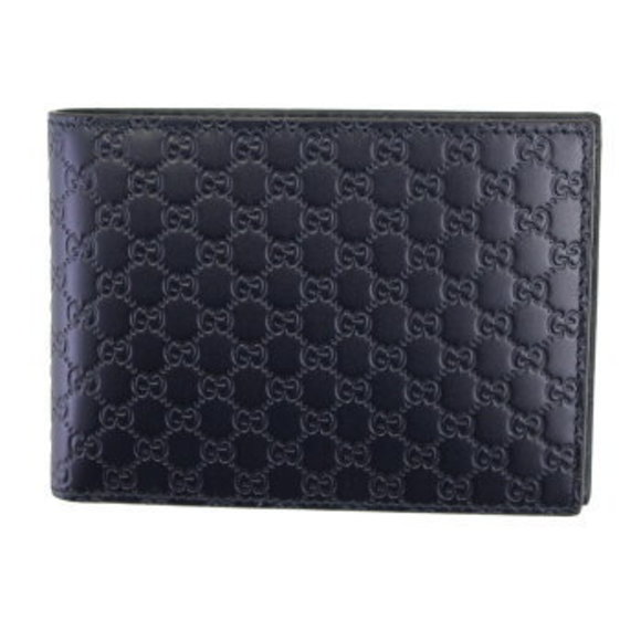 Gucci Micro Guccissima Bifold Wallet Navy Blue - Picture 1 of 4